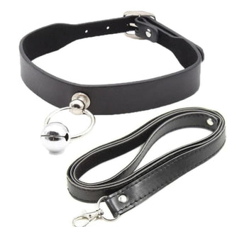 Faux Female Leather Puppy Play Collar featuring adjustable length and sensory bell for heightened arousal.