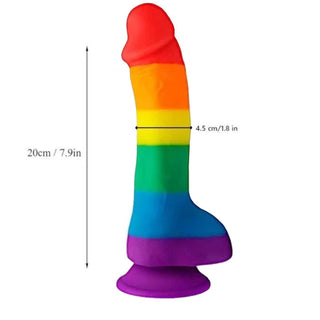 Colorful Pride 7 Inch Rainbow Silicone Dildo With Suction Cup
