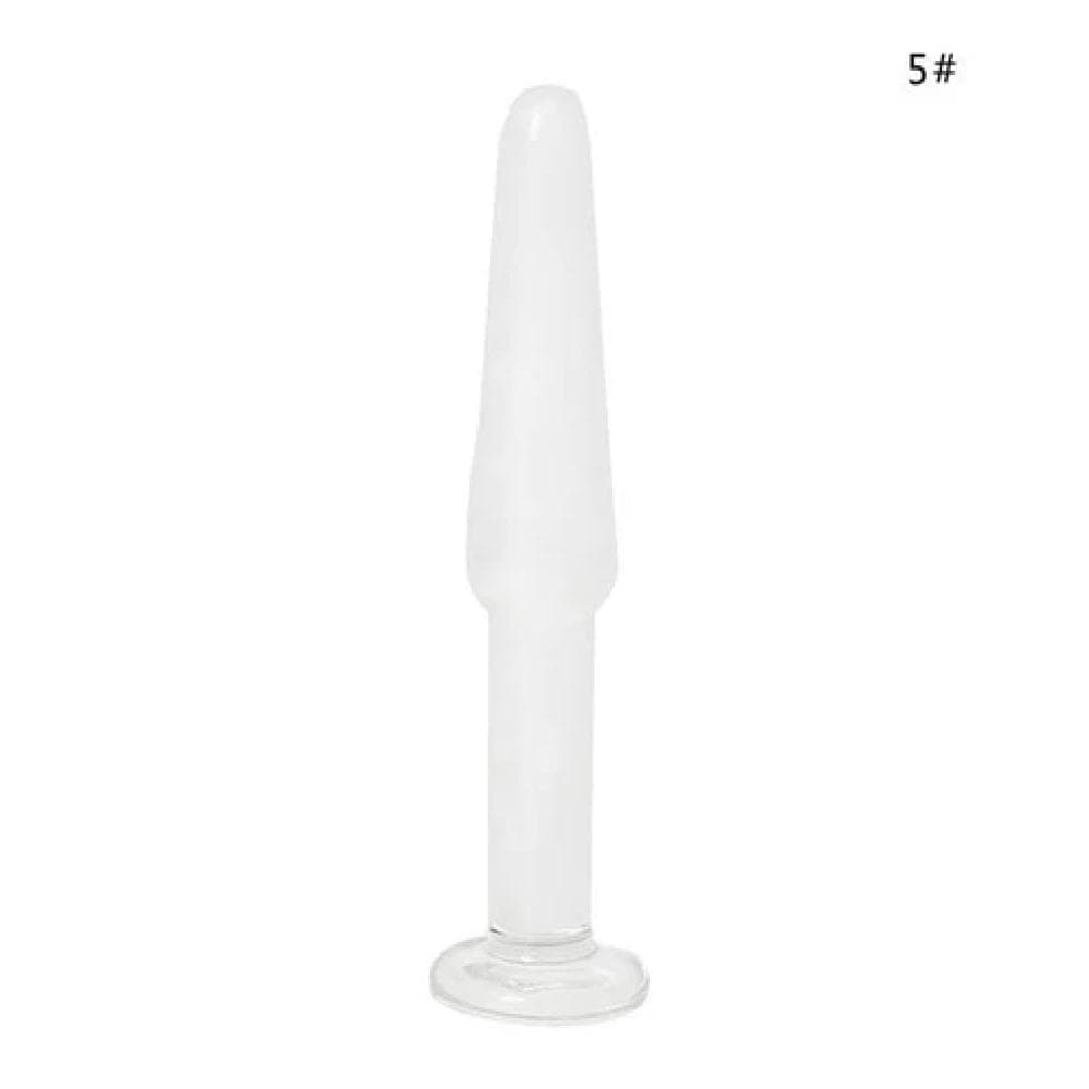 Displaying an image of a versatile set of glass anal plugs for transforming solo play into a thrilling adventure.