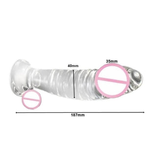 This is an image of the non-porous glass dildo compatible with any lubricant, perfect for satisfying your fetish and desires.