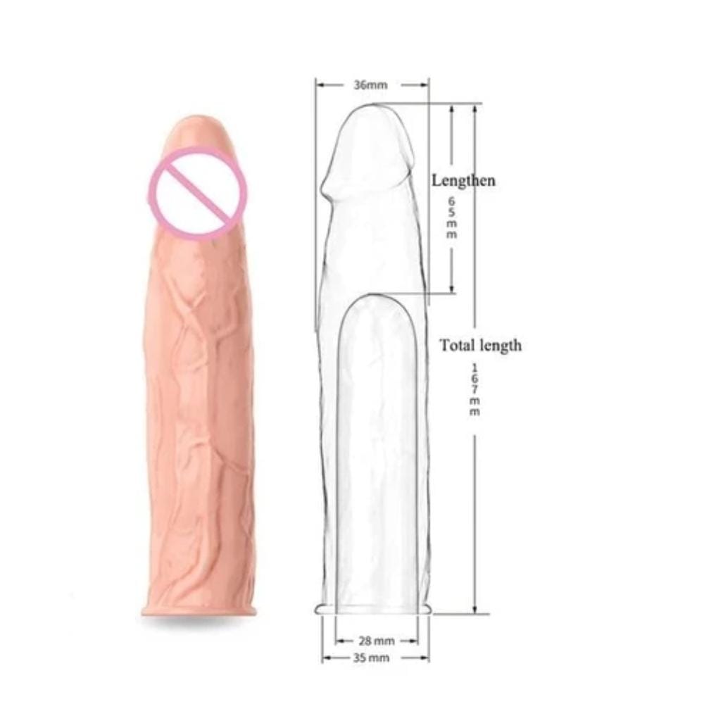 What you see is an image of Super Elastic Lifelike Silicone Cock Extensions, offering super elasticity for a unique and comfortable fit.