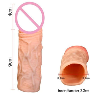 Observe an image of Instant Growth Natural Silicone Penis Sleeve Penis Extender providing a thrilling addition for intimate moments.
