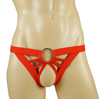 Observe an image of the Crotchless Ring Harness with a dual functionality as both an undergarment and an intimate toy.