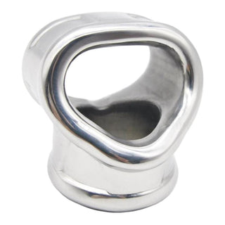Ejaculation Stretcher Metal Cock and Ball Ring specifications: silver metal, 2.20 inches length, dual-ring design.