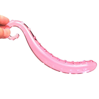 Image of a Pink Glass Octopus Tentacle Dildo, suitable for vaginal or anal stimulation, featuring a curved finish for sensitive areas.