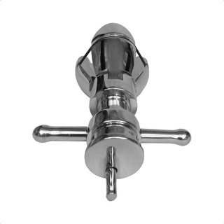 Observe an image of Sphincter Stretcher Locking Steel Butt Plug showcasing its unique locking feature for customizable play.