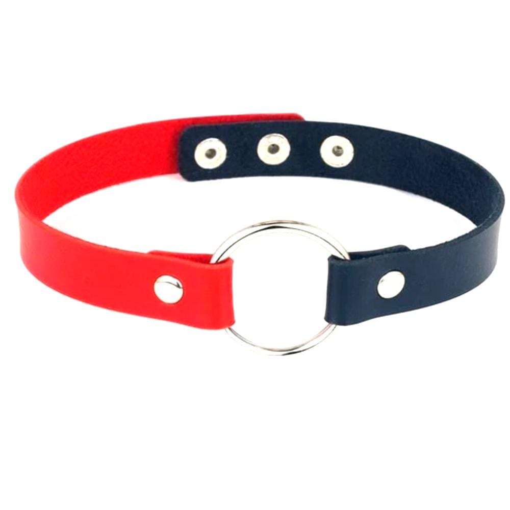 Colorful Synthetic Leather BDSM Choker in white color