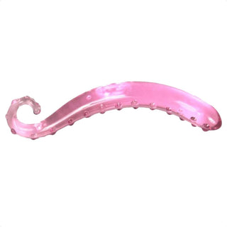 Pink Glass Octopus Tentacle Dildo image showcasing its non-toxic and non-porous nature for worry-free and wild experiences.