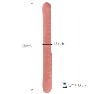 Experience ultimate pleasure with the Meaty and Shiny 13 Inch Double Ended Dildo, a silicone toy perfect for extended use.