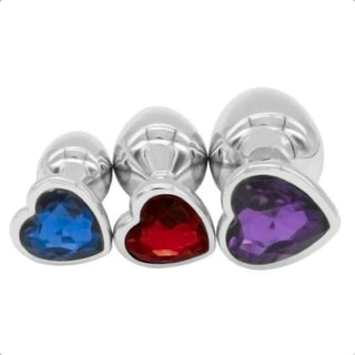 Here is an image of Princess Heart-Shaped Crystal Jeweled Anal Training Set Large Toy in purple jewel color.