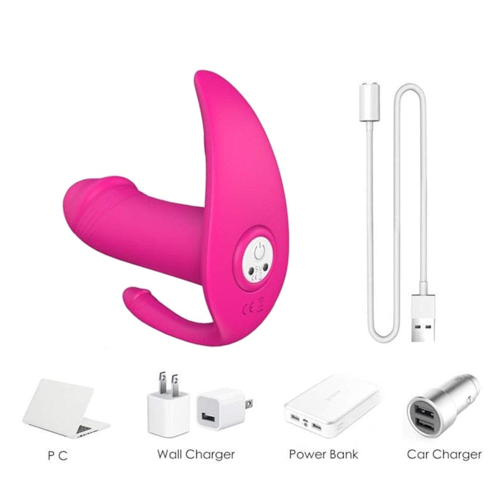 Check out an image of the textured glans and shaft of the Triple Stimulating Discreet Remote Underwear Wearable Vibrator Butterfly
