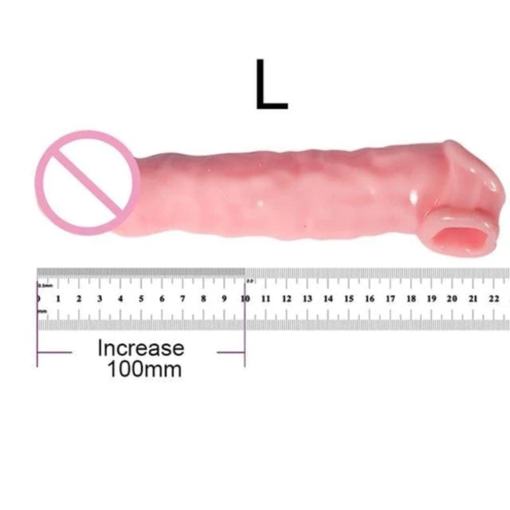A silicone cock sleeve in flesh color for heightened satisfaction and exploration.