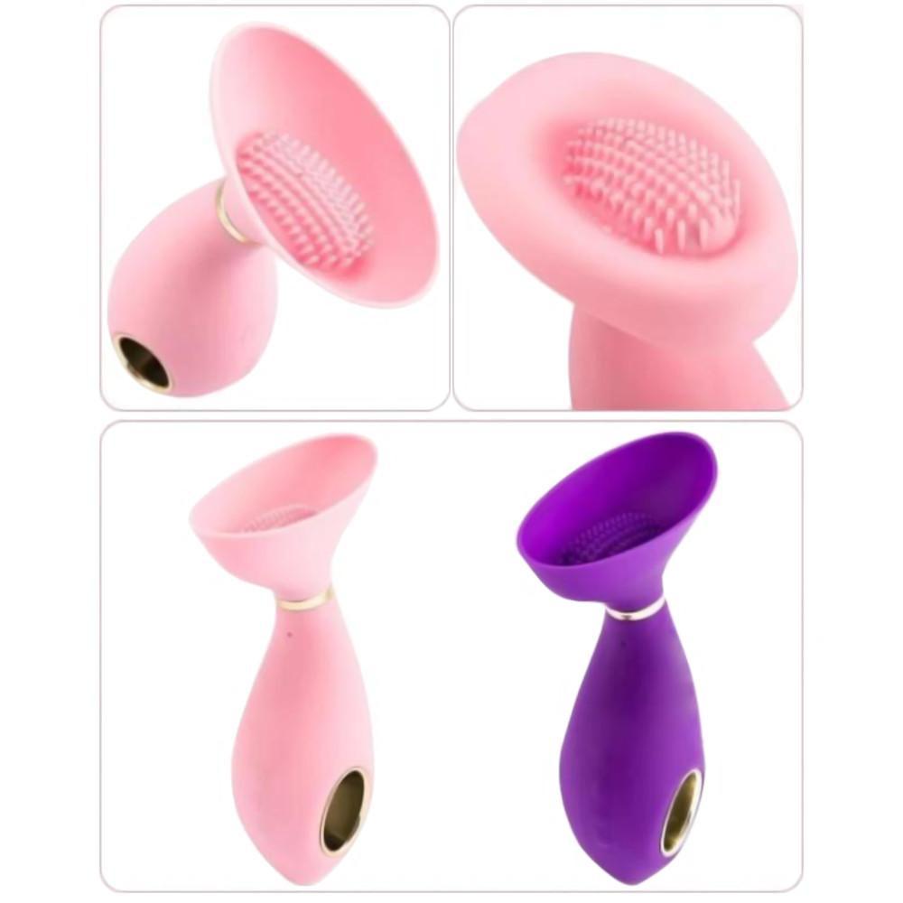This image shows the mouth-like structure of the Erotic Stimulator Multispeed Nipple Toy Tongue Vibrator with tiny humps for stimulation.