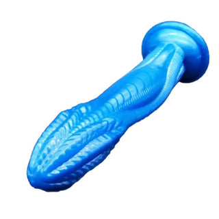 A visual of the dragon dildo with a scaly tip and varied shapes for different sensations during use.