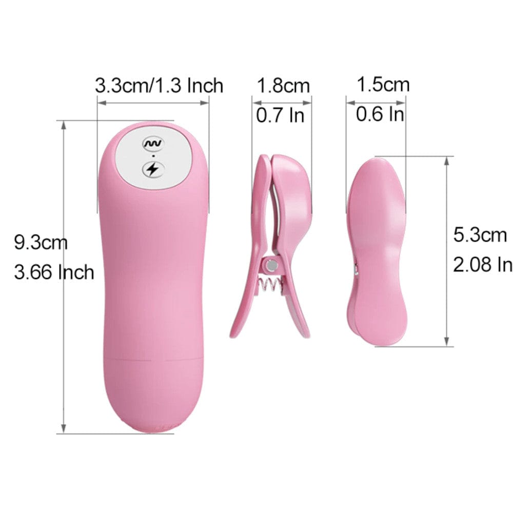 You are looking at an image of Pink Vibrating Electro Nipple Clamps Set in pink color, ready to unleash your desires.