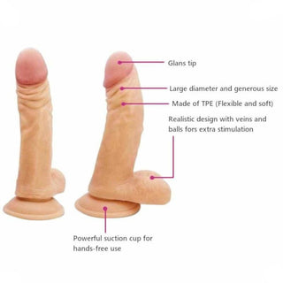Image of Daily Therapy 7 Inch Real Skin Flexible Dildo with a flared base for pegging play.
