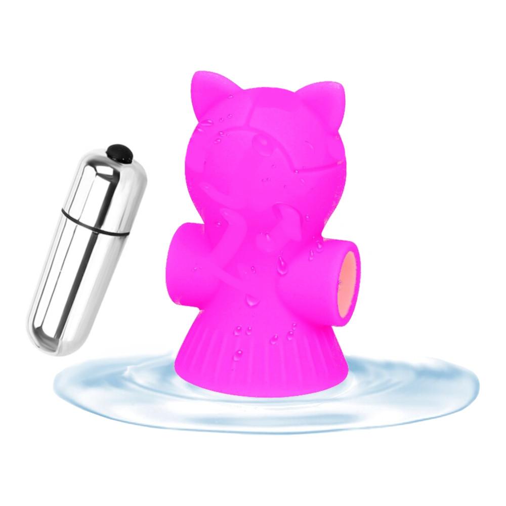 Displaying an image of Cute Kitty Breast Toy Stimulator Nipple Vibrator with a diameter of 2.16 inches.