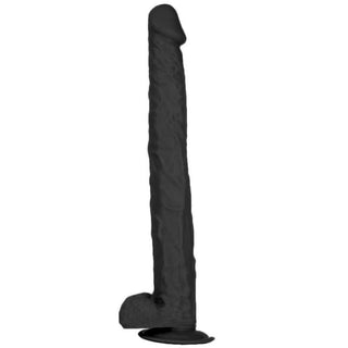 A visual of Lanky 15 Inch Long Silicone Suction Cup Dildo with PVC material and veiny textures for a realistic feel.