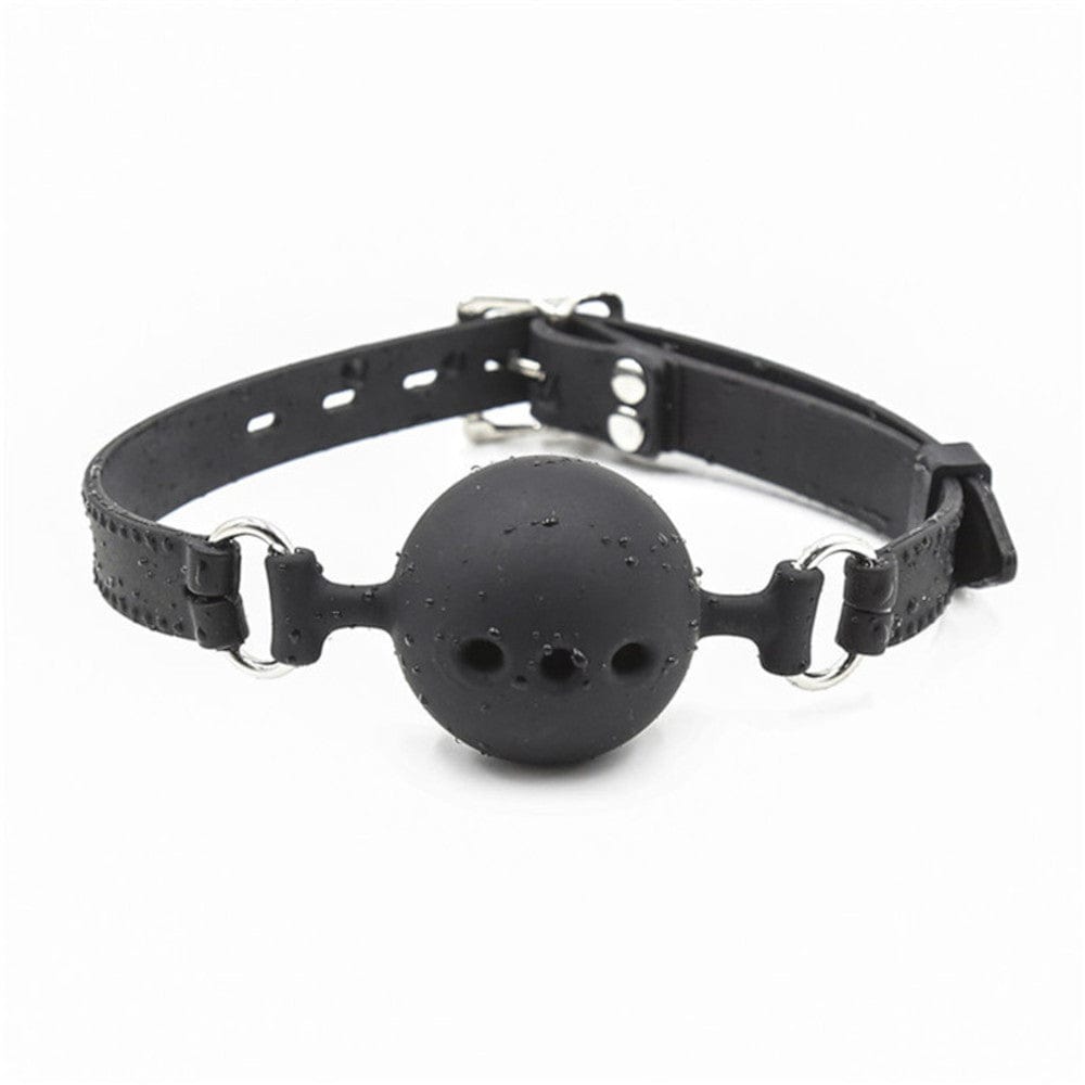 Black BDSM Silicone Gag with PU leather straps, designed for an unforgettable sensory experience.