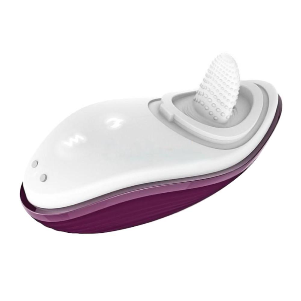 Featuring an image of the boat-shaped design of the Frisky Purple Nipple Toys for Women Clit Tongue Vibrator Nipple Stimulator