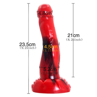 Image of Ferocious Red Animal Knotted Sex Toy - Another horse dildo in fiery red and black, 11.42 inches total length with 10.24 inches insertable length.