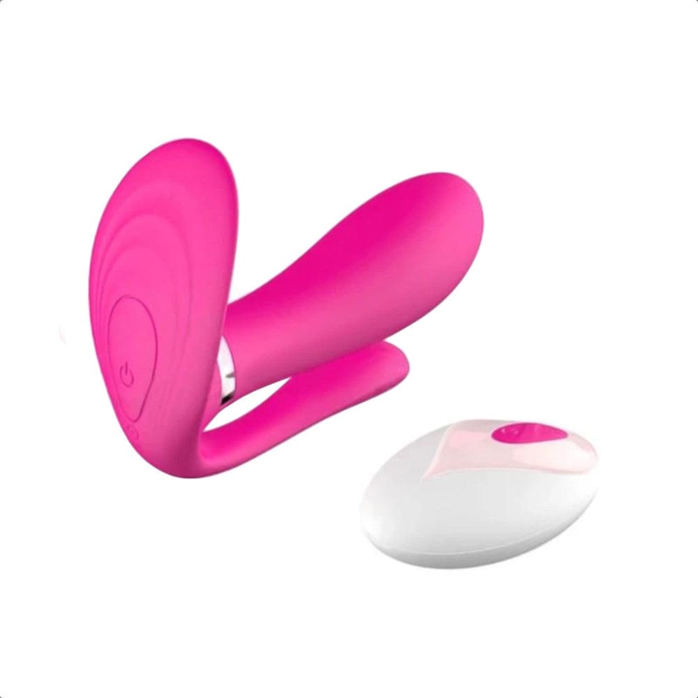 A discreet remote wearable vibe panty butterfly stimulating three erogenous points simultaneously.