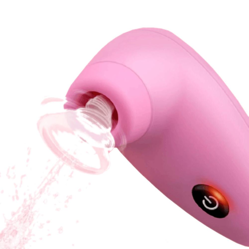 Displaying an image of Powerful Stimulator Clit Sucker Pink Oral Tongue Vibrator with a warming feature for a realistic oral pleasure sensation.