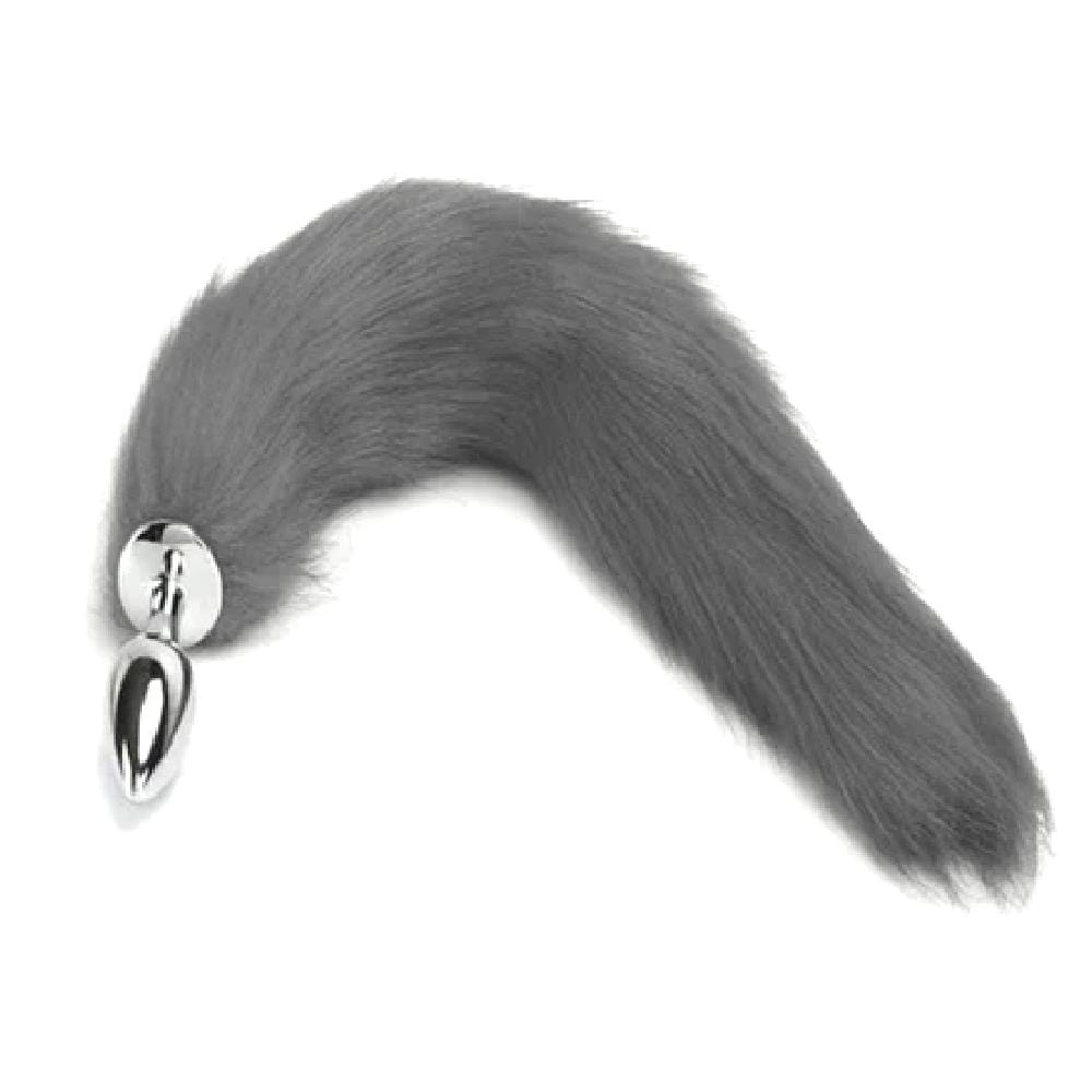 A picture of Stunningly Sexy Fox Tail Plug 18 Inches Long in blue faux fur.