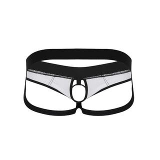 Featuring an image of Low-Rise Spandex Strap On Ring in black color enhancing stimulation and comfort.