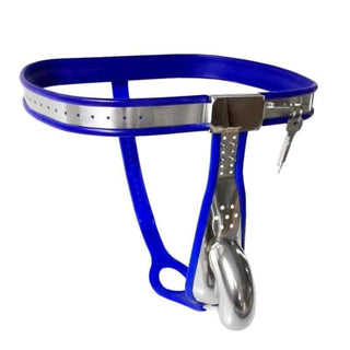 View the stainless steel and silicone materials of the Erectile Correction Chastity Belt.