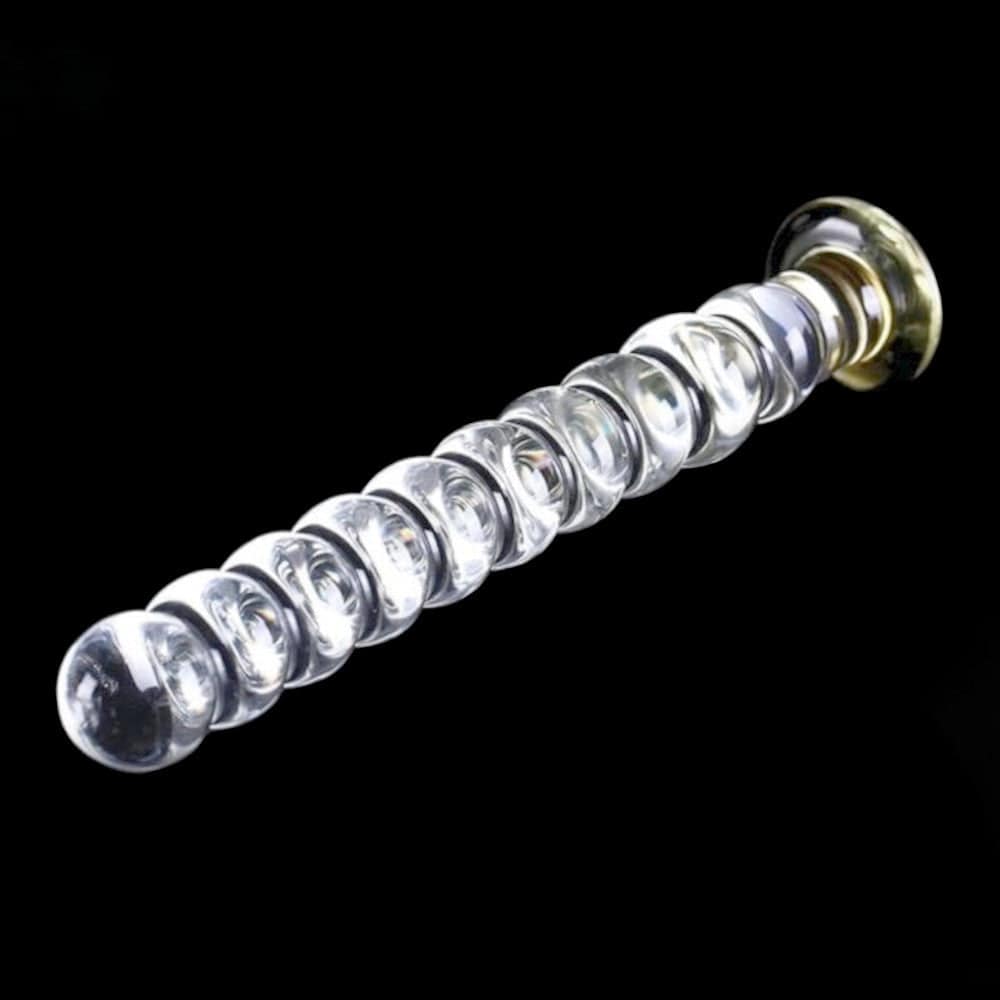 This is an image of Large Beaded Glass Wand 10 Inch, with a smooth round tip for easy massage.