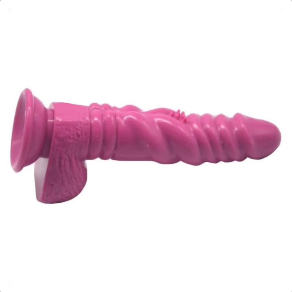 Check out an image of the shaft of Winding Ribbed Stimulator 8 Inch Knot Dildo with ridges for extra stimulation