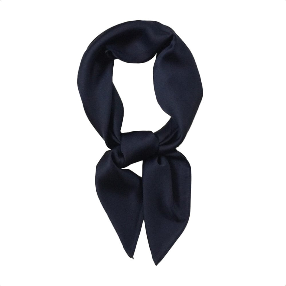 Take a look at an image of Solid Color Silk Wrap Gag in navy blue for sensory pleasure.