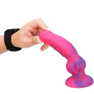 Featuring an image of a medical-grade silicone Waterproof Animal Werewolf Dog Silicone Knot Dildo With Suction Cup.