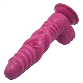 A detailed view of the dimensions of Winding Ribbed Stimulator 8 Inch Knot Dildo
