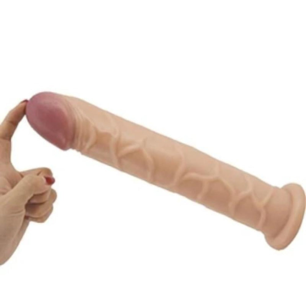 Here is an image of Ultimate Erotic Masturbator 13 Inch Dildo Long with easy cleaning instructions for hygiene maintenance.