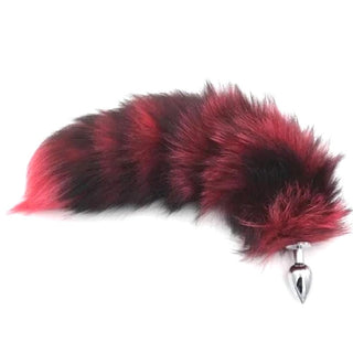 Colorful faux fur tail on Super Fluffy and Colorful Fox Tail 22 Inches Long Butt Plug, teasing and tantalizing during play.