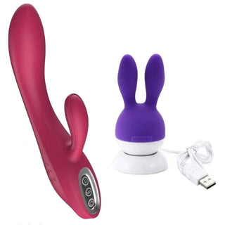 Featuring an image of Dual Motor Powerful Personal G-Spot Vibrator in black color with whisper-quiet motor.