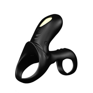 This is an image of Dual Motor Stimulation Male Vibrating Dick Ring made of silicone and ABS materials.