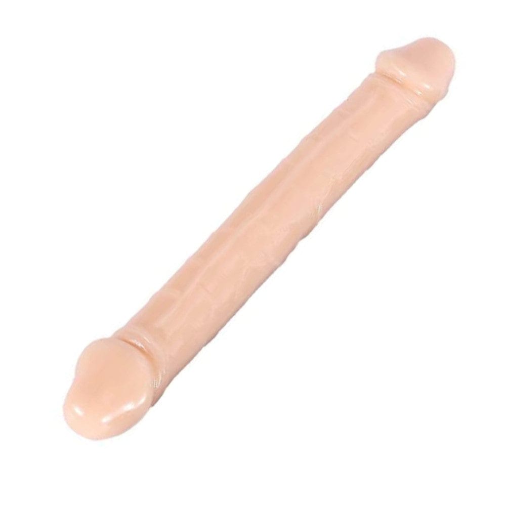 Beige Flexible Double Ended Soft Dildo Jelly designed for sensual and bendy play with sturdy TPE material.