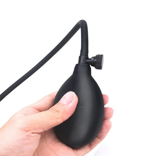 In the photograph, you can see an image of the Inflatable Ring Penile Massage Non-Silicone with its color/type specifications - Black bulb and Navy Blue strap.