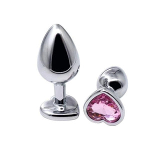 Pink Jewel Heart-Shaped Princess Anal Plug With Vibrator 2.8 to 3.66 Inches Long Training Kit