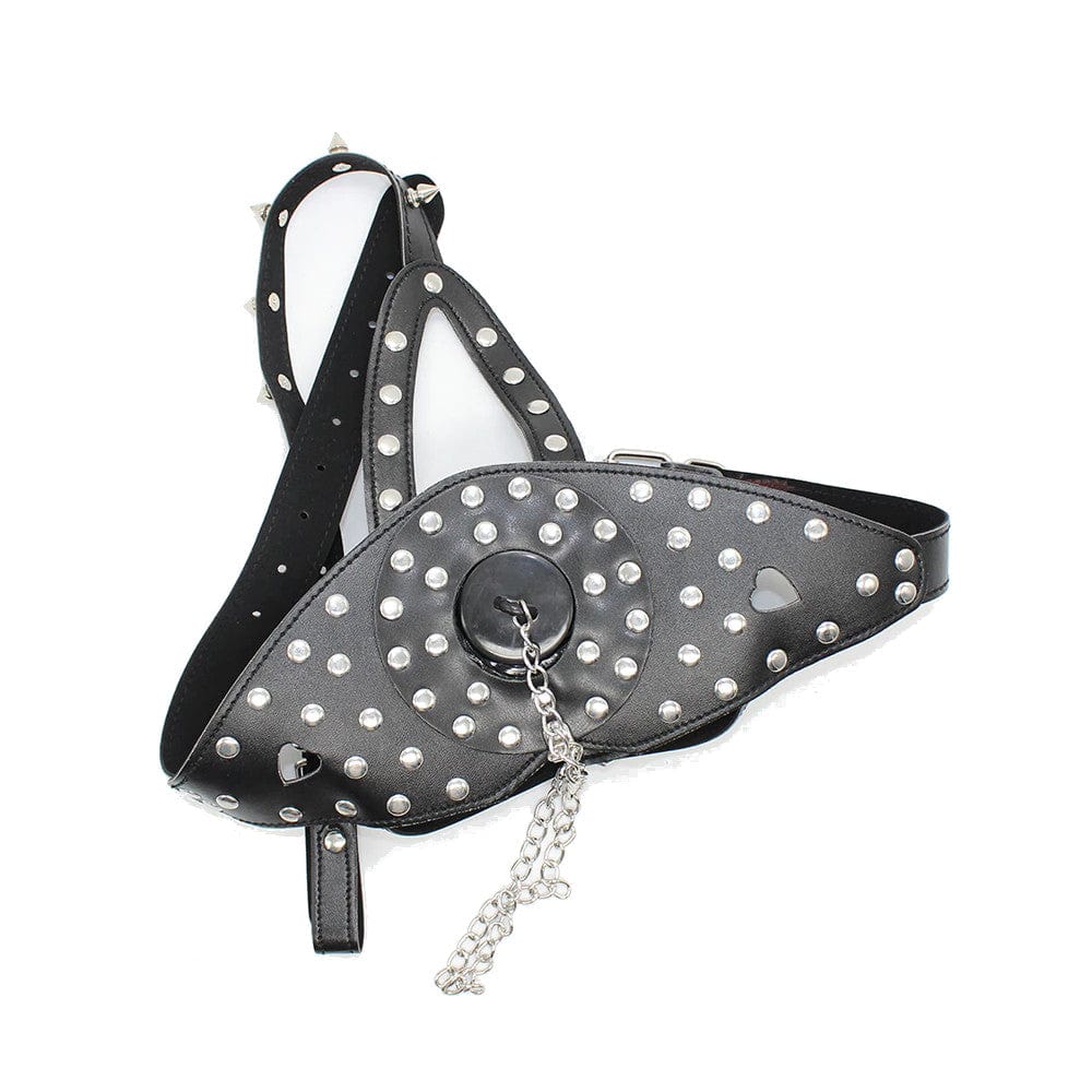 Studded Gothic Face Muzzle with adjustable straps and unique design for a perfect fit.