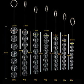An image showcasing the dimensions of Clear Orbs Glass Anal Balls for maximum satisfaction.