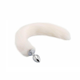 Featuring an image of the silver stainless steel plug of Majestic Arctic Fox Tail Plug for a thrilling sensory experience.