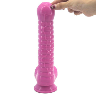 Featuring an image of Glorious Staff Silicone 11 Inch Fantasy Dildo reminding to use water-based lube for smoother insertion.