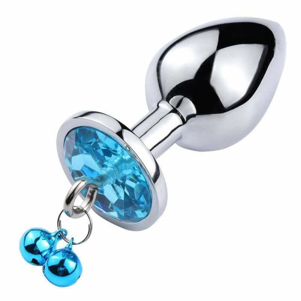 Pictured here is an image of Dangling Jeweled Bell Princess Anal Trainer Set, 3-Piece featuring plugs with tear-drop shapes and jewels made from acrylic crystal for a touch of glamor.