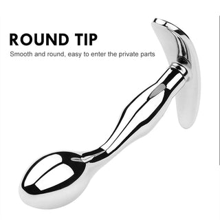A picture of the Bulbous Anal Aneros Prostate Massager in silver color, perfect for temperature play.