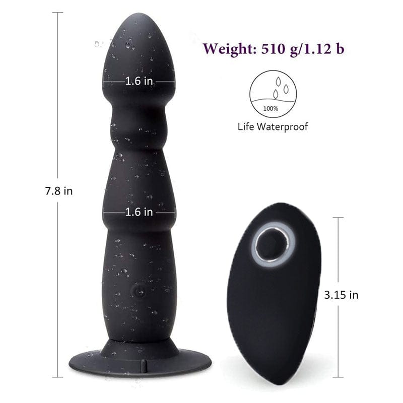 A visual representation of the black silicone male masturbator with a remote control size of 3.15 inches.
