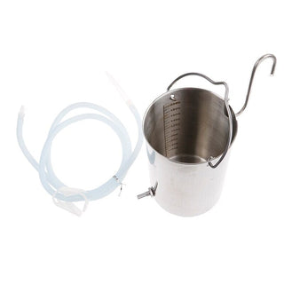 Pictured here is an image of Stainless Steel Enema Kit showcasing the durable stainless steel bucket, smooth silicone hose, and easy-to-clean design for personal hygiene.